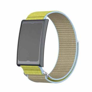 For Amazfit Helio Strap Metal Ring Two Sections Nylon Hook and Loop Fastener Watch Band(Camel)