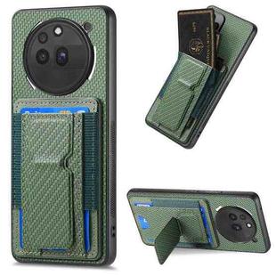 For Nothing Phone 3a Pro Carbon Fiber Fold Stand Elastic Card Bag Phone Case(Green)