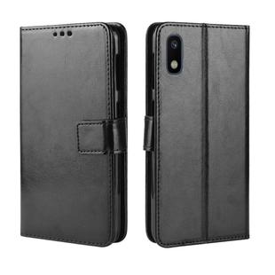 Retro Crazy Horse Texture Horizontal Flip Leather Case for Galaxy A10e , with Holder & Card Slots & Photo Frame(Black)