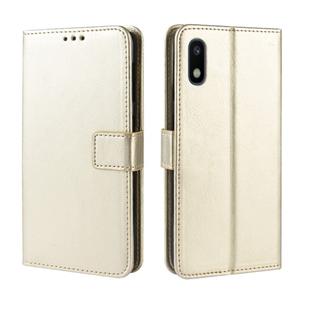 Retro Crazy Horse Texture Horizontal Flip Leather Case for Galaxy A10e , with Holder & Card Slots & Photo Frame(Gold)