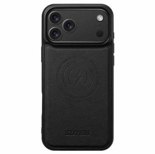 For iPhone 17 Pro Max Suteni G5 Litchi Leather Magnetic MagSafe Phone Case(Black)
