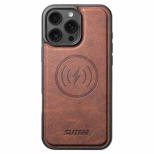 For iPhone 13 Pro Suteni G5 Litchi Leather Magnetic MagSafe Phone Case(Brown)