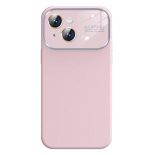 For iPhone 13 Kalebol Large Windows Frosted Liquid Silicone Phone Case(Grayish Pink)