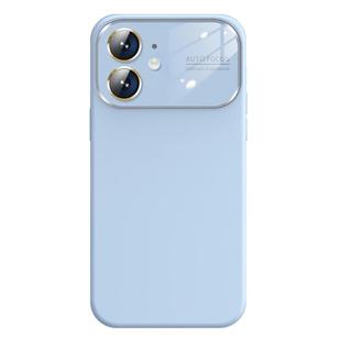For iPhone 12 Kalebol Large Windows Frosted Liquid Silicone Phone Case(Far Peak Blue)