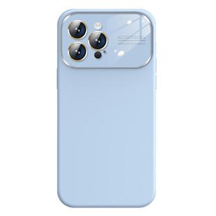For iPhone 12 Pro Max Kalebol Large Windows Frosted Liquid Silicone Phone Case(Far Peak Blue)