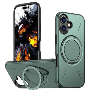 For iPhone 16 Plus Kalebol Magnetic MagSafe Rotation Holder PC Phone Case(Grey Green)