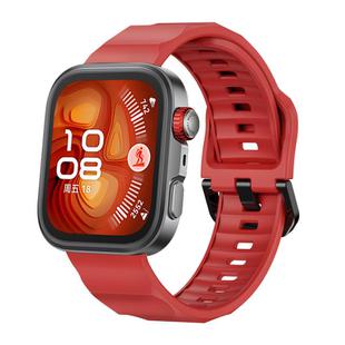 For Huawei Watch Fit3 / Fit4 / Fit4 Pro Wave Black Buckle Silicone Watch Band(Red)