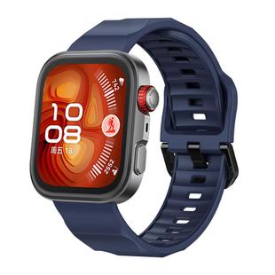 For Huawei Watch Fit3 / Fit4 / Fit4 Pro Wave Black Buckle Silicone Watch Band(Blue)