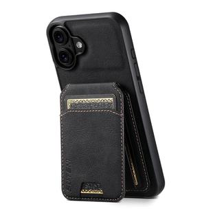 For iPhone 17 Suteni H02 Litchi Leather Card Wallet Stand Back Phone Case(Black)