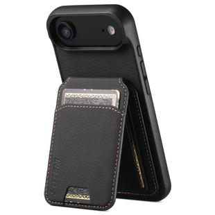For iPhone 17 Air Suteni H02 Litchi Leather Card Wallet Stand Back Phone Case(Black)