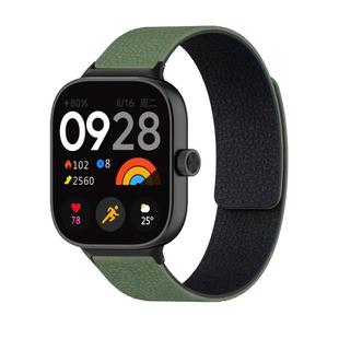 For Xiaomi Smart Band 9 Pro / Redmi Watch 5 Lychee Texture Soft Magnetic Silicone Watch Band(Green Black)