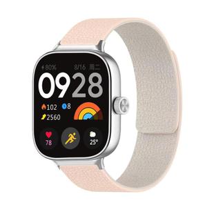 For Xiaomi Smart Band 9 Pro / Redmi Watch 5 Lychee Texture Soft Magnetic Silicone Watch Band(Milk Tea White)