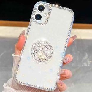 For iPhone 17 Diamond Glitter Diamond Round Holder Phone Case(Transparent)