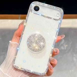 For iPhone 17 Air Diamond Glitter Diamond Round Holder Phone Case(White)