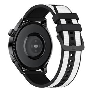 22mm Vertical Stripe Texture Two Color Silicone Watch Band(White Black)