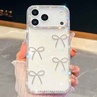 For iPhone 17 Pro Max Diamond Glitter Bow-knot Four-Corner Shockproof Phone Case(White)