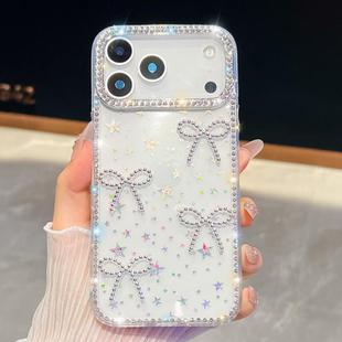 For iPhone 17 Pro Max Diamond Glitter Bow-knot Four-Corner Shockproof Phone Case(Transparent Stars)