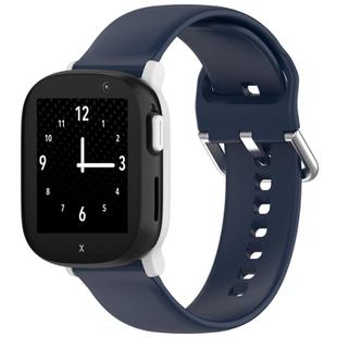 For Xplora X6 Play Kids Watch Solid Color Silver Buckle Silicone Watch Band, Size:L(Dark Blue)