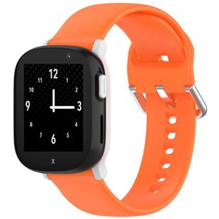 For Xplora X6 Play Kids Watch Solid Color Silver Buckle Silicone Watch Band, Size:S(Orange)