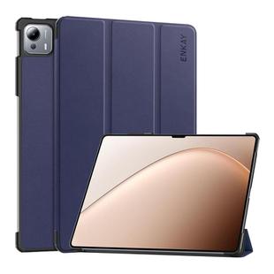 For Xiaomi Pad 7 Ultra 14 ENKAY Tri-fold Custer Texture Leather Smart Tablet Case(Dark Blue)