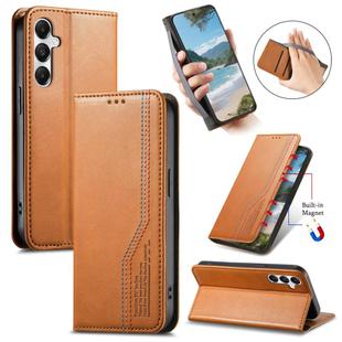 For Samsung Galaxy A25 5G Elastic Wristband Magnetic Suction Leather Phone Case(Brown)