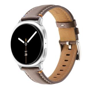 For Samsung Galaxy Watch8 / Watch8 Classic Stitched Genuine Leather Watch Band(Dark Brown)