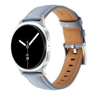 For Samsung Galaxy Watch8 / Watch8 Classic Stitched Genuine Leather Watch Band(Sky Blue)