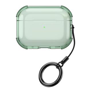For AirPods Pro 3 Simple Transparent Soft Shell TPU Earphone Protective Cover  with Ring Rope(Transparent Green)