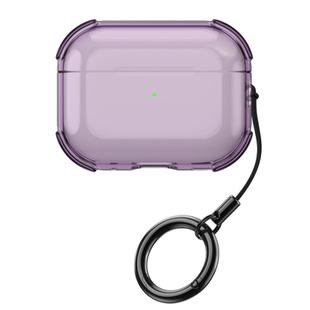 For AirPods Pro Simple Transparent Soft Shell TPU Earphone Protective Cover  with Ring Rope(Transparent Purple)