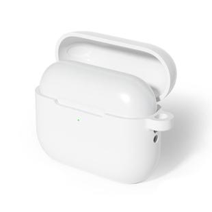 For AirPods Pro 3 Flat-bottom Solid Color Liquid Silicone Earphone Protective Cover(Crescent Moon White)