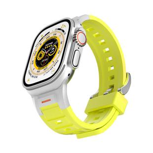 For Apple Watch 46mm / 49mm / 45mm / 44mm Pioneer Metal Joint Colorful Silicone Watch Band(Fluorescent Green)