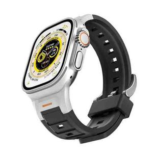 For Apple Watch 42mm / 41mm / 40mm / 38mm Pioneer Metal Joint Colorful Silicone Watch Band(Black)