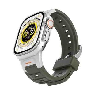 For Apple Watch 42mm / 41mm / 40mm / 38mm Pioneer Metal Joint Colorful Silicone Watch Band(Forest Green)