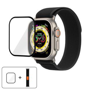 For Apple Watch 6 / 5 / 4 / SE 44mm Wild Path Loop Nylon Watch Band with 3D Curved Film(Deep Black)