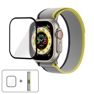 For Apple Watch Series 9 / 8 / 7 45mm Wild Path Loop Nylon Watch Band with 3D Curved Film(Sea Salt Color)