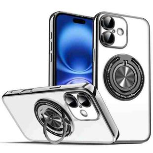 For iPhone 16 Plus Colorful 360 Invisible Ring MagSafe Phone Case(Black)