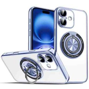 For iPhone 16 Colorful 360 Invisible Ring MagSafe Phone Case(Blue)