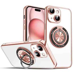 For iPhone 15 Plus Colorful 360 Invisible Ring MagSafe Phone Case(Pink)