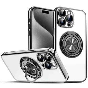For iPhone 15 Pro Colorful 360 Invisible Ring MagSafe Phone Case(Black)
