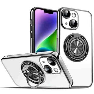 For iPhone 14 Plus Colorful 360 Invisible Ring MagSafe Phone Case(Black)