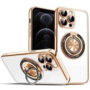For iPhone 12 Pro Colorful 360 Invisible Ring MagSafe Phone Case(Gold)