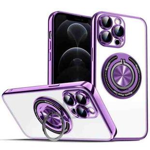 For iPhone 12 Pro Colorful 360 Invisible Ring MagSafe Phone Case(Purple)