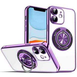 For iPhone 11 Colorful 360 Invisible Ring MagSafe Phone Case(Purple)