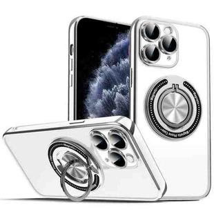 For iPhone 11 Pro Max Colorful 360 Invisible Ring MagSafe Phone Case(Silver)