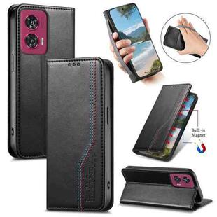 For Motorola Moto Edge 50 Fusion Elastic Wristband Magnetic Suction Leather Phone Case(Black)