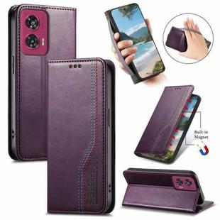 For Motorola Moto Edge 50 Fusion Elastic Wristband Magnetic Suction Leather Phone Case(Purple)