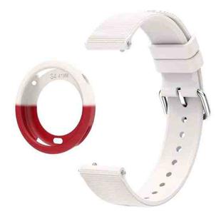 For Xiaomi Watch S4 41mm Solid Color Textured Silicone Watch Band Silicone Protective Cover Set(Starlight+Starlight Red)