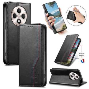 For OPPO Reno12 F Elastic Wristband Magnetic Suction Leather Phone Case(Black)