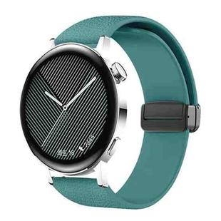 20mm Lychee Texture Magnetic Fold Buckle Solid Color Silicone Watch Band(Light Green)