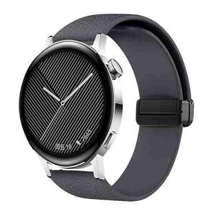 22mm Lychee Texture Magnetic Fold Buckle Solid Color Silicone Watch Band(Starlight Lime)